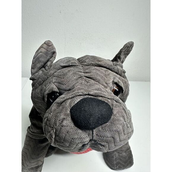 Hug & Luv Gray Bull dog with heart collar Plush Toy Stuffed Animal 11” See Notes - Picture 7 of 9